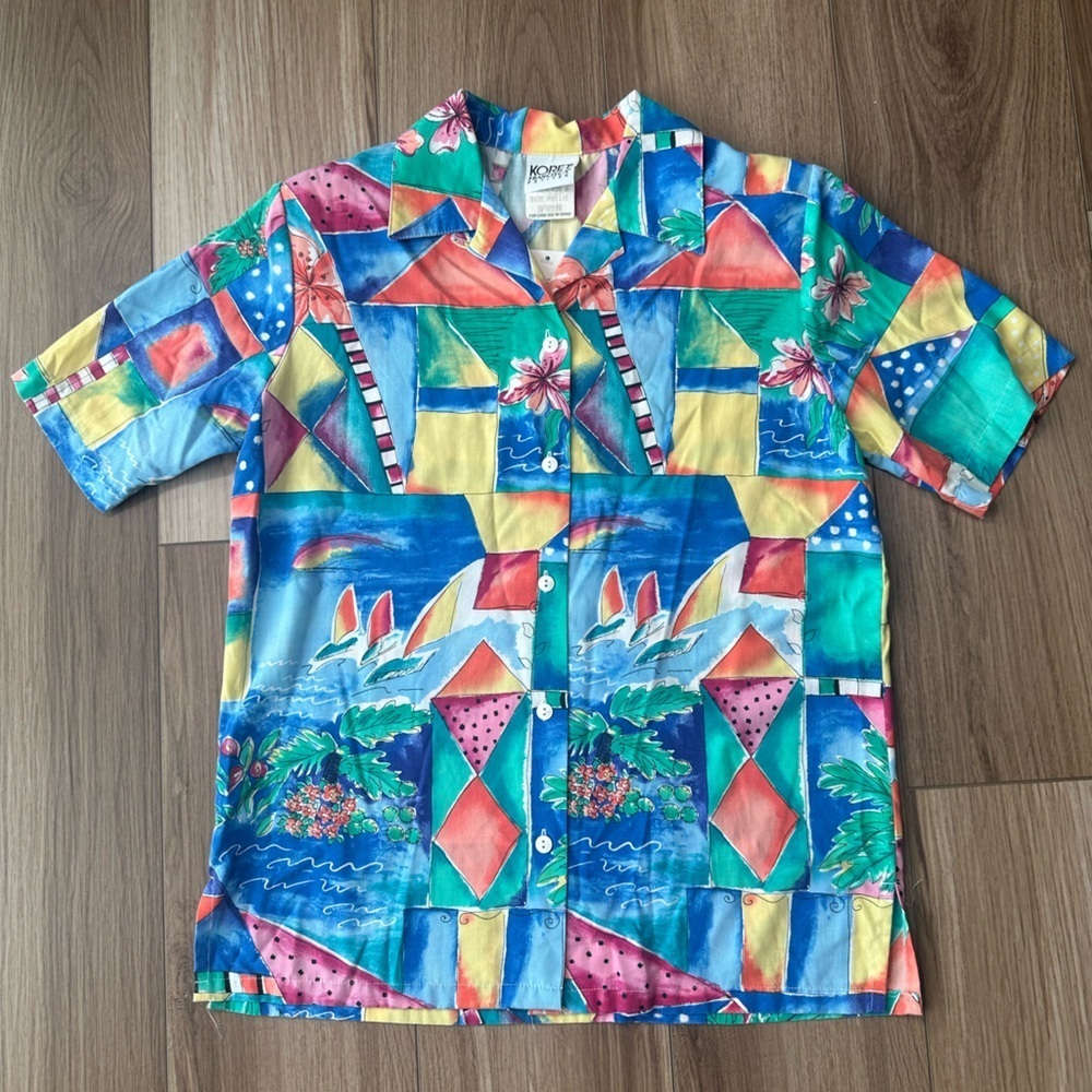 Vintage Koret Tropical Hawaiian Button Down Short Sleeve Top